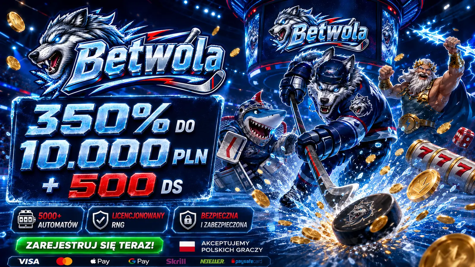 Betwola — bonus powitalny 350% do 10 000 PLN + 500 DS
